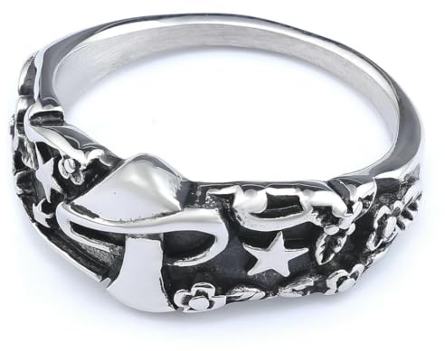 fycouyee Ringe Vintage Pilze Sternringe Edelstahl Ringe Modeschmuck