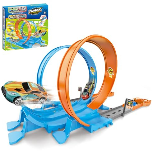 Jsnwernb Autorennbahn für , Set Track LKW und Fahrzeuge, Spiel, 360 Grad Klettern, Wand für Kinder, Geburtstag, Reisen, Haus, Motorik