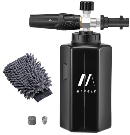 M MINGLE Foam Cannon for Pressure Washer, Compatible with Kärcher K2-K7 | Adjustable Snow Foam Lance with 1 L Soap Bottle for Jet Wash