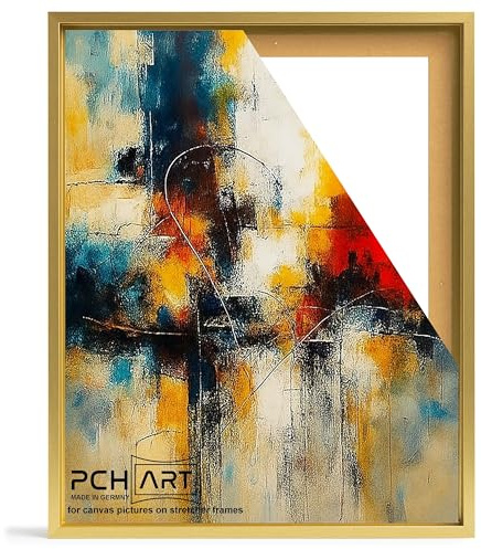 PCH[art] Schattenfugenrahmen in Gold Optik für Leinwandbilder auf Keilrahmen|Größe: 70x140 cm| Rahmen ohne Glas und Rückwand