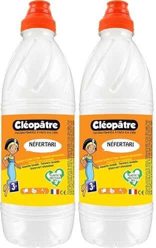 Cléopâtre - PGBB1-1 - Peinture Gouache Néfertari - Blanc - Flacon 1 L (Lot de 2)