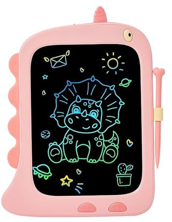 Bagy Tablette D'écriture LCD de 8,5 Pouces,Tablette Graphique, Ardoise Magique,Tablette Dessin Enfant de 2 3 4 5 6 7 Ans Filles et Garçons Cadeau d'anniversaire pour Les Enfants Dinosaure Jouet (Rose)