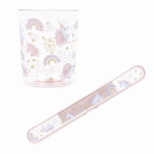 PARSA Beauty Bundle Einhorn Kids Zahnputzbecher, Zahnbürstenköcher | Komplettes Badezimmer Set, Hygienisch & Ordentlich, Kindgerechte Ergonomie, Fördert die Selbstständigkeit