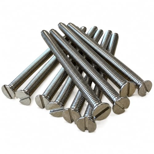 M3.5 x 50mm Flat Head Electrical Machine Screws - Pack of 10 | Suitable for Light Switch & Plug Socket Faceplates