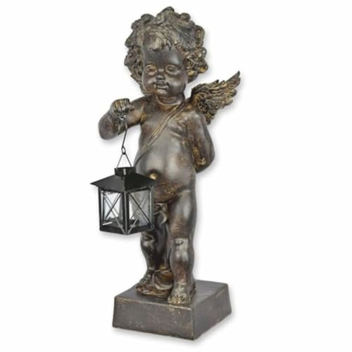 Casa Padrino Jugendstil Deko Skulptur Engel mit Laterne H. 46,4 cm - Weihnachtsdeko