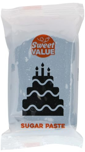 Sweet Value Sugar Paste Rollfondant, Black, 200 g | Fondant zum Eindecken, Modellieren und Dekorieren von Torten, Geschmeidig, Elastisch und Reißfest