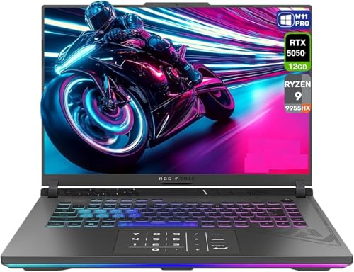 ASUS ROG Strix G16 Gaming Laptop, AMD Ryzen 9-9955HX, 32 GB DDR5 RAM, 1 TB PCIe SSD, 16 2K Display, Nvidia G-Force RTX 5050, Tastiera Chiclet retroilluminata RGB, W11 Pro, Grigio Eclipse