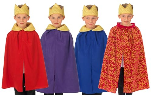 Charlie Crow King or Queen cloak Nativity/Christmas Costume for Kids | one size 3-8 yrs | Four colours available | RED
