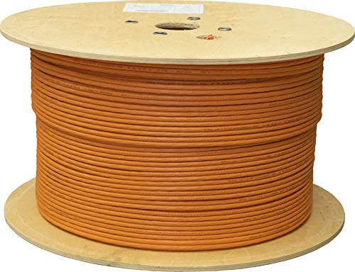 BIGtec 500m CAT.7 Verlegekabel Netzwerkkabel Duplex LAN Kabel Installationskabel Verkabelung Datenkabel CAT7 CAT 7 Gigabit BauPVO Eca orange 2x4x2xAWG23