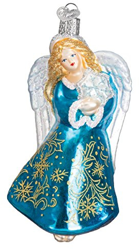 Old World Christmas Angel Collection - Adornos de Vidrio soplado para árbol de Navidad, Copo de Nieve Brillante