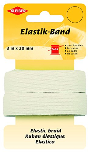 Kleiber Elastik-Band/Breites Gummiband, 65% Polyester, weiß, 300 x 2 x 1 cm