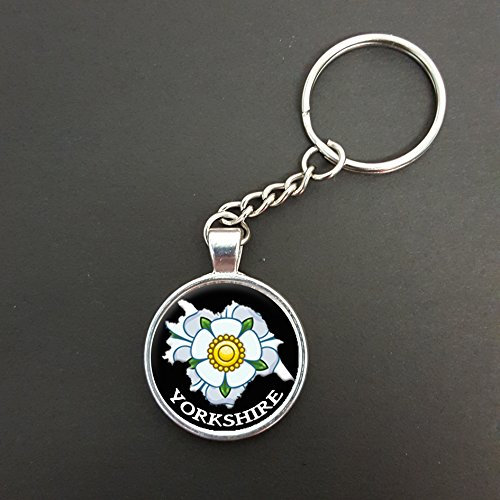 Yorkshire Rose & Map Pendant On A Split Ring Keyring Ideal Birthday Gift N647