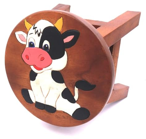 ROMBOL Handgefertigter Kinderhocker, Holz, Kinderhocker:Kuh