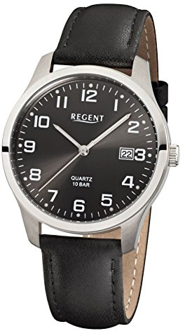 Regent Herren Analog Quarz Uhr mit Leder Armband 11190162