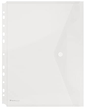 DONAU-Kuvertmappe mit Klammer 8540001PL-00, Dokumententasche zum Abheften Dokumentenmappe/ Sammelmappe Eurolochung zum Abheften Transparent für Schule Büro Qualität PP öko/Kunststoff Plastik, A4,