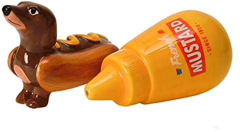 trendaffe Hot Dog Salz- und Pfefferstreuer - Dackel im Brötchen Salz und Pfeffer Gewürzstreuer Keramik Braun Kunststoff