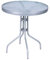 Mojawo Balkontisch Bistrotisch Glasplatte und pulverbeschichtetes Metallgestell Rund Ø 60 H70cm Silberfarben Gartentisch Glastisch