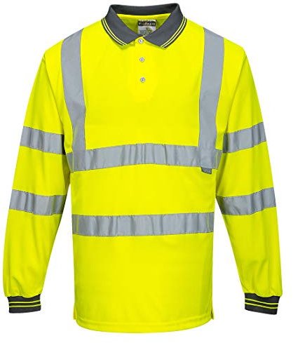 Portwest S277 Comfortable Reflective Hi-Vis Polo Shirt L/S Yellow, X-Small