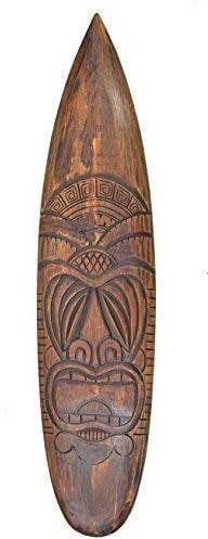 Interlifestyle Tiki Surfboard 100cm im Hawaii Maui Style Surfbrett Holzschild Osterinsel