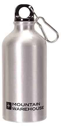 Mountain Warehouse 0.5L Metallic Finish Bottle - Karabiner, Leakproof Rubber Seal - For Travel, Sports & Outdoors Silver