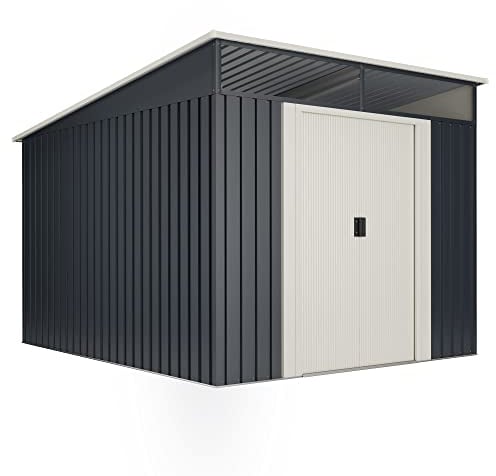 Wasabi - Gartenhaus Metall 6,6m2 Stark – 238 x 279 x 203cm - Oberlicht - Doppelte Schiebetür – Anthrazitgrau – Geräteschuppen XXL – Gerätehaus Outdoor Wetterfest