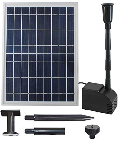 Solar Teichpumpe Springbrunnen Wasserspiel Oslo 900 Solar-Teichpumpen-Set Gartenbrunnen für Gartenteich Solarbrunnen mit Stabilem Alu-Rahmen