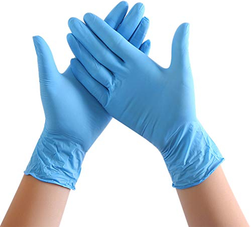 LAEMILIA 100 PCS Gants Nitrile Jetables Non Poudrés Imperméable pour Nourriture Cuisson Soins médicaux Beauté Coiffure Industriel Sanitaire Bricolage (M, Bleu)