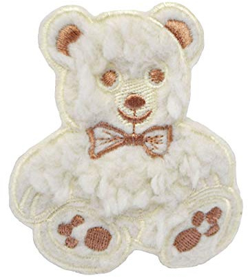 alles-meine.de GmbH Bügelbild - 3D Effekt - süßer Teddybär - Creme/weiß/wollweiß - 5,8 cm * 5 cm - Aufnäher/Applikation/Aufbügler - gestickter Flicken - Bügelflicken/Ho..