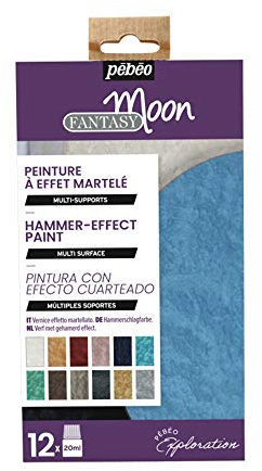 Pébéo - Set Exploration Fantasy Moon - Peinture Effet Martelé Multi-Support - Idéale pour la Création de Bijoux - 12 Flacons de 20 ml - Couleurs Assorties, plusieurs