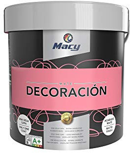 Macy Pintura Plástica Mate Decoración Interiores Excelente Cubrición, Acabado Perfecto. Color Pink. 15 Litros