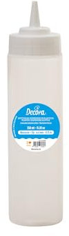 DECORA, 0379186 Bouteille distributeur avec bec de 4 millimètres, Idéale pour décorer des gâteaux avec des glaçages, du chocolat ou des sauces liquides, 350 ml.