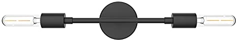 Klighten Spiegelleuchte Bad Spiegellampe Badezimmer Vintage E27 Wandleuchte 2 Flamming, Schwarz Metall Badlampe Wand Badleuchte Innen Wandlampe, Länge: 40cm/15.75zoll, Ohne Leuchtmittel