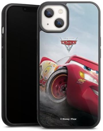 Gallery Case kompatibel mit Apple iPhone 13 Handyhülle 9H Gehärtetes Glas Rückseite Hülle Lightning McQueen 95 Offizielles Lizenzprodukt Cars