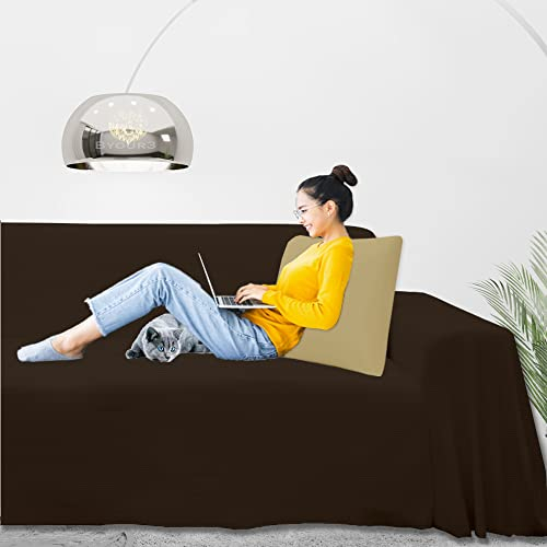 Byour3 - Sofabezug 2 3 4 Sitzer Leichte 100% Reine Baumwolle Sofa Cover Schutzhülle Sofaüberwurf L U Form Ecksofa Sofa Couch Abdeckung Alles Couchbezug Abwaschbar (Dunkelbraun, 2 Sitzer)