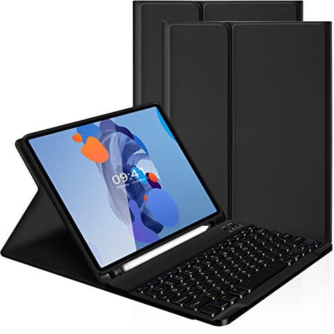 LAMA Smart Keyboard Case for iPad Air 11 (M3 2025 / M2 2024) & iPad Pro 11 (4th/3rd/2nd/1st Gen), Wireless Keyboard Case with Pencil Holder for 10.9 Air 4th/5th Gen, Black