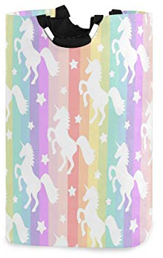 Collapsible Laundry Baskets Unicorn Laundry Hamper Large Dirty Clothes Basket with Handles Washing Bins Toys Storage Organizer for Nursery Dorm Bedroom Bathroom