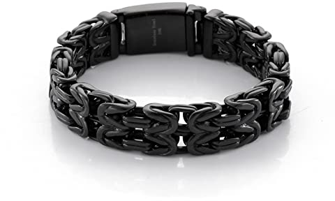 Daesar Herren Armband 22CM Edelstahl, Königsarmband Breit 23MM mit Steckschließe Charm Armband Schwarz Bettelarmband für Männer Jugend