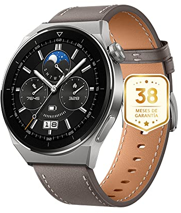 HUAWEI Orologio GT 3 Pro 46 mm Smartwatch,Corpo in titanio,Quadrante zaffiro,Tracker di fitness,Monitoraggio della saturazione di ossigeno e frequenza cardiaca, lunga durata, cinturino in pelle grigia
