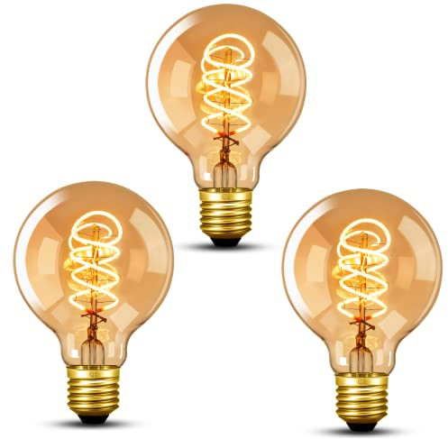 NUODIFAN Ampoule Edison Vintage E27, 3 pièces Ampoule Led Rétro Dimmable 4W Lampe LED Blanc Chaud 2700K Ampoule Led E27 Idéale pour l'éclairage nostalgique et rétro de la maison Café Bar