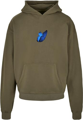 Mister Tee Upscale Unisex Kapuzenpullover Le Papillon Heavy Oversize Hoody, Unisex Hoodie mit Rückenprint, Oversize Fit, Olive, S