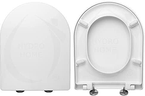 HYDRO HOME Asiento de inodoro compatible con City Sanindusa, plástico termoestable envolvente, bisagras ajustables, fijación superior, color blanco, fabricado en Italia (cierre amortiguado)