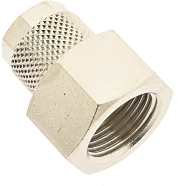 CK Aufschraubverschraubung mit Innengewinde G 3/8 - 6 x 4mm, Manometerverschraubung Messing vernickelt