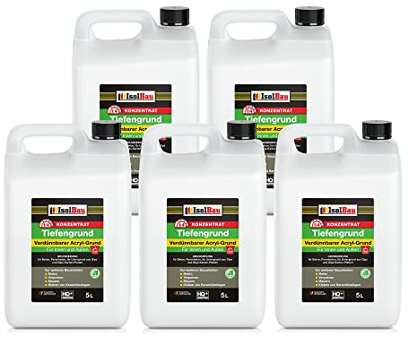 Isolbau 25 L Tiefengrund Konzentrat 1:4 - Acryl-Grund zum Verdünnen mit Wasser - Grundierung für Beton, Putz, Gips uvm, für Innen & Außen