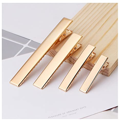 Yurosiay Lot de 30 pinces à cheveux en métal - 80 mm - Alligator - Barrettes plates - Anti-dérapantes - Pinces crocodiles - En métal - Pour coiffeur - Accessoire de bricolage - Doré
