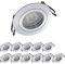 Oktaplex 12er Set Deckenspots mit LED Modul - 3 Stufen dimmbar - Aluminum Lyon 4,8W 2700K 230V 380lm Warmweiß Einbaudurchmesser 80mm LED Spot