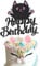 Arthsdite 1Pc Cat Happy Birthday Cake Topper, Pet Themed Birthday Cake Topper, Cute Meow Pawty Birthday Party - Boy Girl Baby Shower Party Decoration