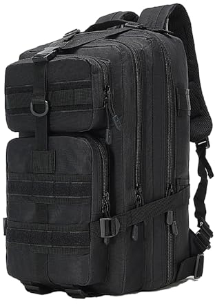 SEYATULLH Militärische taktische Rucksäcke 30/45L Groß für Army Molle Daypack 3 Tage Bug Out Bag für Outdoor Sport Wandern Camping Bergsteigen Trekking, 30 l, Schwarz, One size