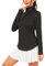 iClosam Sport Langarmshirt Damen Schnelltrocknend Sportshirt Langarm Damen 1/4 Reißverschluss Sport Oberteile Damen Longsleeve Stehkragen Funktionsshirt Skipullover Damen Schwarz-S