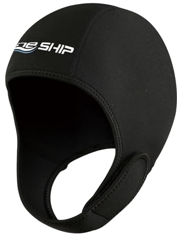 Skyone Neoprene Dive Hood Wetsuit Hood for Men Women, Scuba Diving Hoods 2MM with Adjustable Chin Straps, Neoprene Swim Cap Surfing Head Cover Stretchable for Boating Kayaking Water Sports (Black)