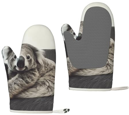 Koala en el sofá Estampado, Guantes de Silicona para Horno, Guantes de Cocina Antideslizantes, Guantes para Hornear Resistentes al Calor, un par
